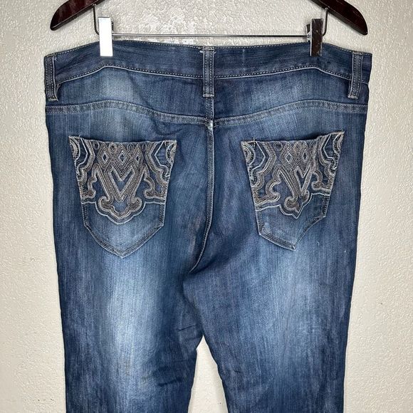 Y2K Avirex Baggy Hip Hop Embroidered Jeans 38X32 - Picture 5 of 7
